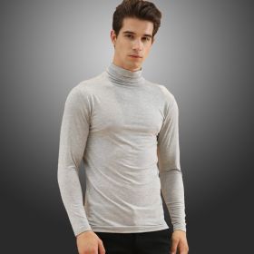 Men's high neck lapel thermal underwear (Option: Grey-XXL)