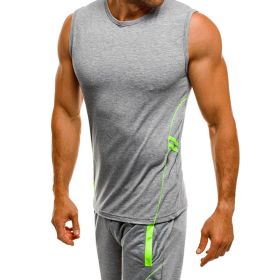 Quick-drying men's sleeveless T-shirt suit (Option: Grey-3XL)