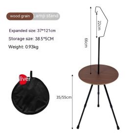 Outdoor Camping Folding Aluminum Alloy Tripod Table (Option: Wood Grain Bag Lamp Holder)