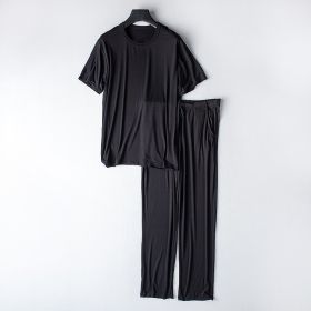 Short-sleeved T-shirt Thin Loose Trousers Summer Can Be Worn Outside Exercise Homewear Suit (Option: Black-M)