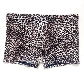 Men's Low Waist Boxer Briefs Boxers Leggings Elastic Leopard Print Sexy (Option: White leopard print-M)