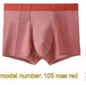 Men's Ice Silk Four-corner Thin Section Traceless Mesh Breathable Cool Feeling Lightweight Underpants (Option: Rose Red-L)