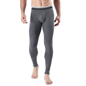 Men's Cropped Long Johns Warm-keeping Pants Cotton Belly-contracting Thin Bottoming Trousers (Option: Gray-M)