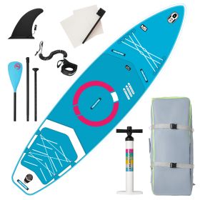 Inflatable Stand Up Paddle Board with Premium iSUP Bundle Accessory Pack, Durable, Lightweight with Stable Wide Stance - SUP for All Skill Levels (Color: MS-blue)