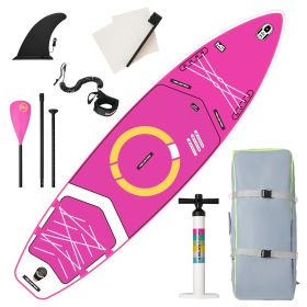 Inflatable Stand Up Paddle Board with Premium iSUP Bundle Accessory Pack, Durable, Lightweight with Stable Wide Stance - SUP for All Skill Levels (Color: MS-pink)