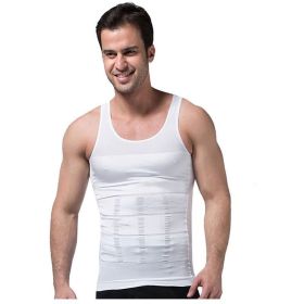 Men's Tight-waist Body Shaper Tank Top Corset (Option: White-S)