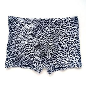 Men's Low Waist Boxer Briefs Boxers Leggings Elastic Leopard Print Sexy (Option: Grey leopard print-M)